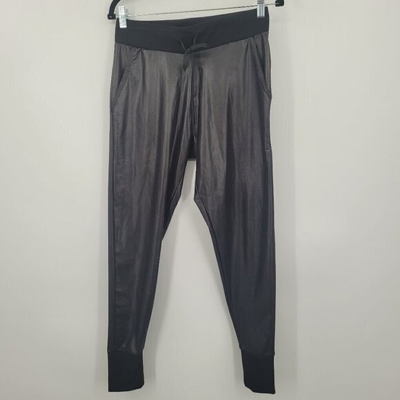 Vegan Leather Black Jogger - Picture 2 of 10